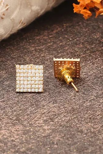 White Gold Square Earrings