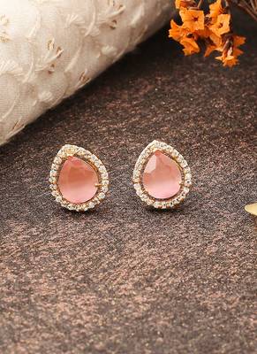 Pink Stone Studded Earrings 1