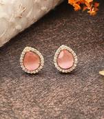 Pink Stone Studded Earrings