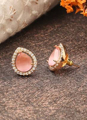 Pink Stone Studded Earrings 2