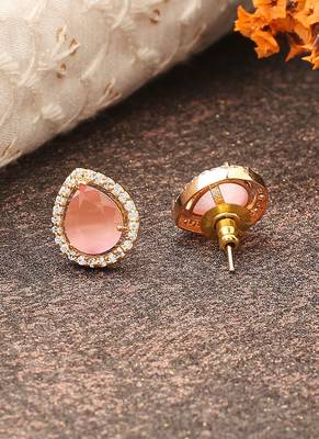Pink Stone Studded Earrings 3