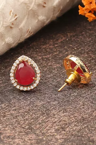 Red American Diamond Earrings