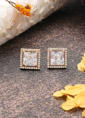 White Gold American Diamond Earrings 1