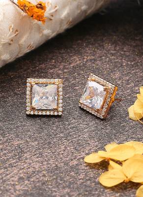 White Gold American Diamond Earrings 2