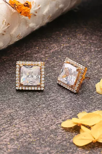 White Gold American Diamond Earrings