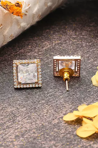 White Gold American Diamond Earrings