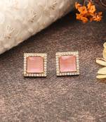 Pink Stone Studded Earrings