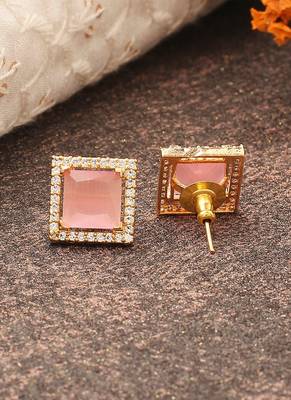 Pink Stone Studded Earrings 3
