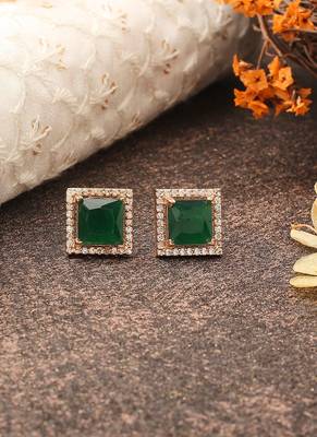 Green American Diamond Earrings 1