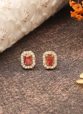 Red Stone Studded Earrings 1