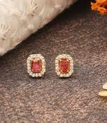 Red Stone Studded Earrings