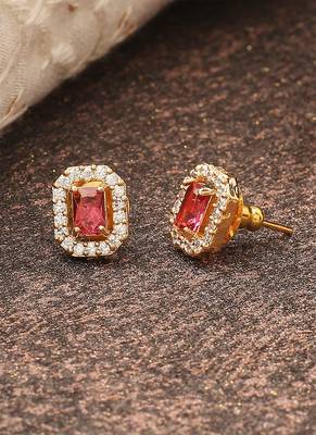 Red Stone Studded Earrings 2