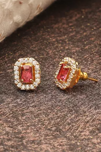 Red Stone Studded Earrings