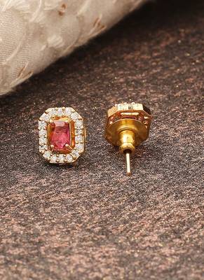 Red Stone Studded Earrings 3