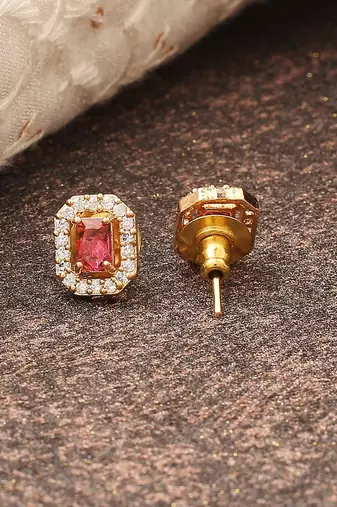 Red Stone Studded Earrings