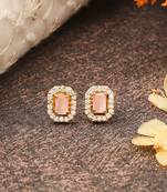 Pink Stone Studded Earrings