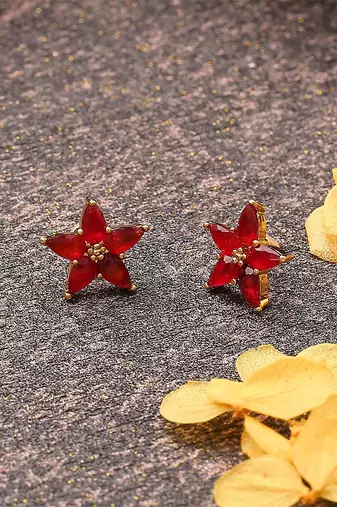 Star Shaped Red Earrings