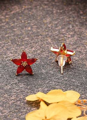 Star Shaped Red Earrings 3