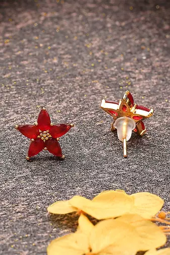 Star Shaped Red Earrings