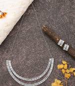 American Diamond Silver Necklace Set