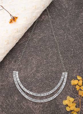 American Diamond Silver Necklace Set 3
