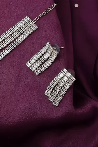 3 Layered Necklace Set With Earrings