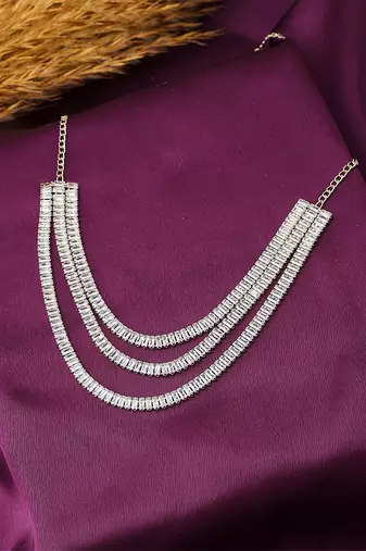 3 Layered Necklace Set With Earrings