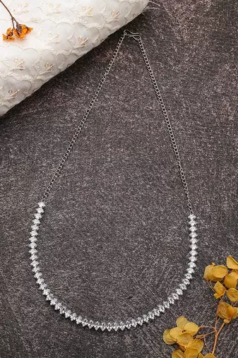 Silver Necklace Set With Earrings