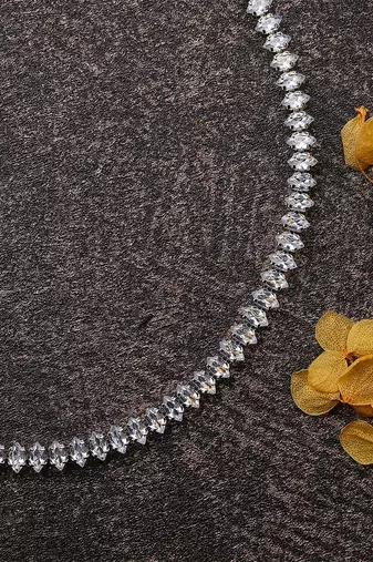 Silver Necklace Set With Earrings