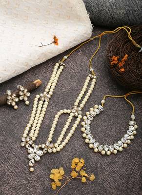 White Gold Necklace Set With Earrings 1