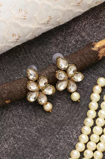 White Gold Necklace Set With Earrings