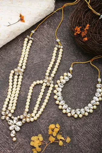 White Gold Necklace Set With Earrings