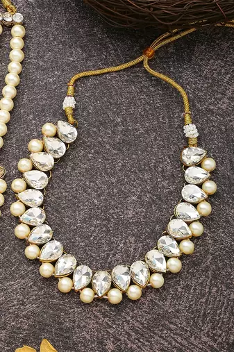 White Gold Necklace Set With Earrings