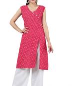 Anushil stylish and comfortable cotton kurti- allover printed v-neck design