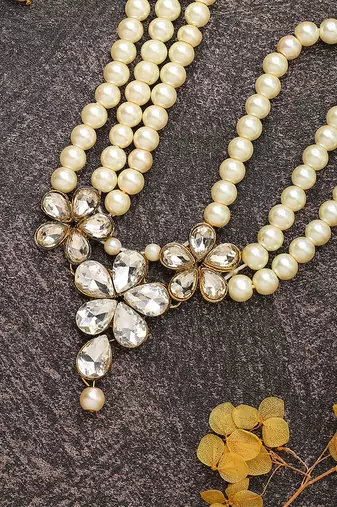 White Gold Necklace Set With Earrings