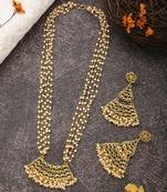 Long Necklace Set With Triangular Earrings