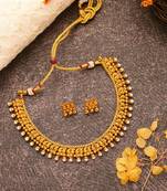 Traditional Gold Plated Necklace Set with Earrings