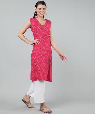 Anushil stylish and comfortable cotton kurti- allover printed v-neck design 5