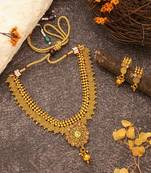 Heavy Gold Plated Necklace Set With Intricate Design