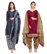 women multicolor cotton printed ready to wear patiala salwar suit combo pack of 2