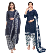 women multicolor cotton printed ready to wear patiala salwar suit combo pack of 2