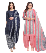 women multicolor cotton printed ready to wear patiala salwar suit combo pack of 2