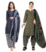 women multicolor cotton printed ready to wear patiala salwar suit combo pack of 2