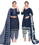 women multicolor cotton printed ready to wear patiala salwar suit combo pack of 2
