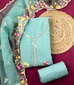 blue cotton Dress material