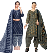 women multicolor cotton printed ready to wear patiala salwar suit combo pack of 2