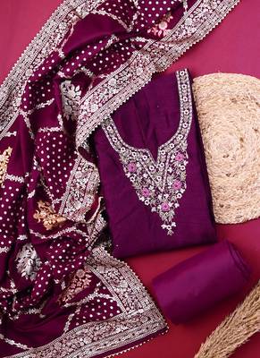 purple cotton Dress material 2