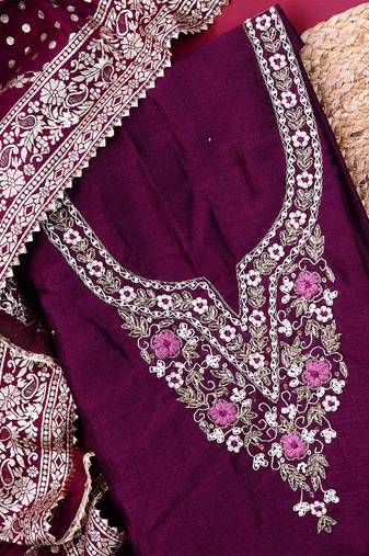 purple cotton Dress material
