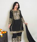Black Chinnon Silk Stitched Masterpiece with Sequin Embroidery & Full Sleeves