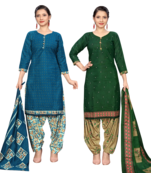women multicolor cotton printed ready to wear patiala salwar suit combo pack of 2
